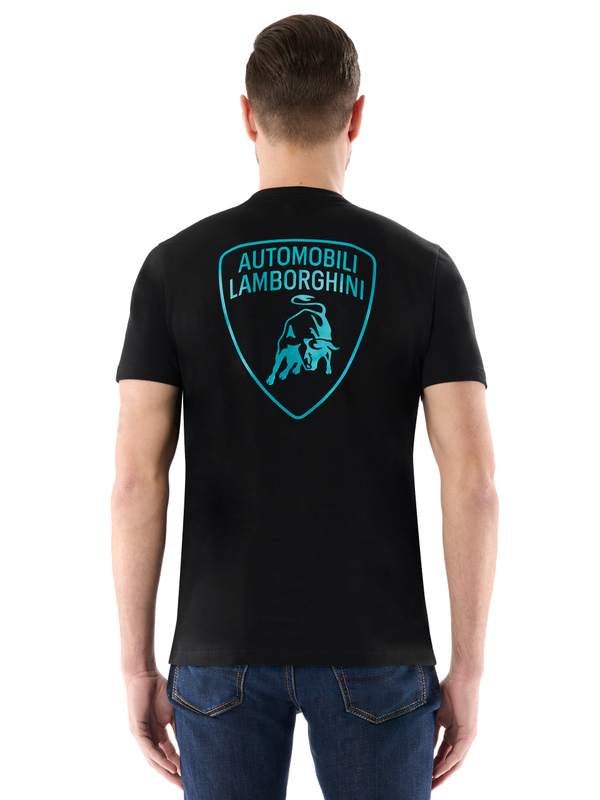 T-SHIRT AUTOMOBILI LAMBORGHINI CON LOGOSCRYPT A CONTRASTO - Lamborghini Store