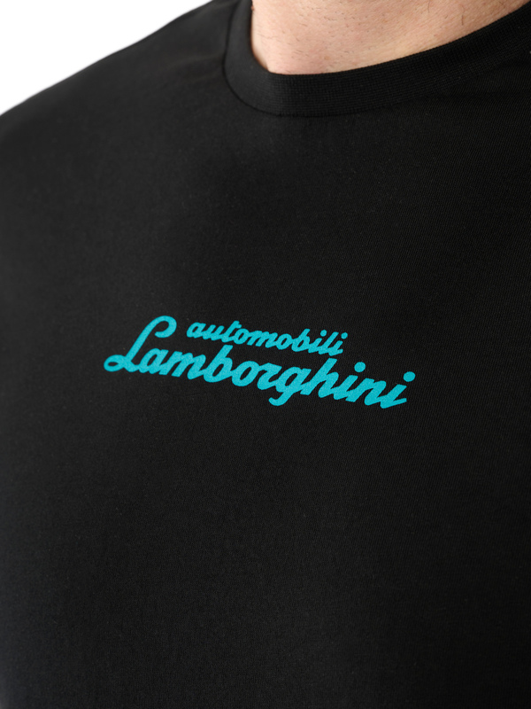 T-SHIRT AUTOMOBILI LAMBORGHINI CON LOGOSCRYPT A CONTRASTO - Lamborghini Store