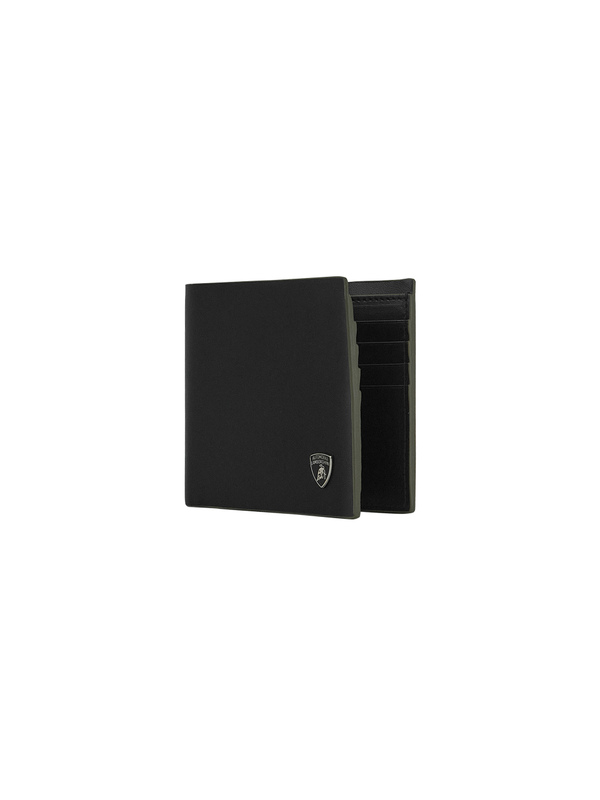 ミリタリーグリーンのディテール入りレザーウォレット | Lamborghini Store