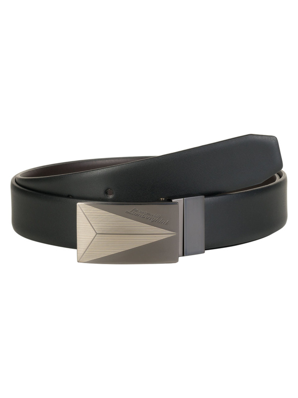Geometric solid buckle leather belt - Lamborghini Store