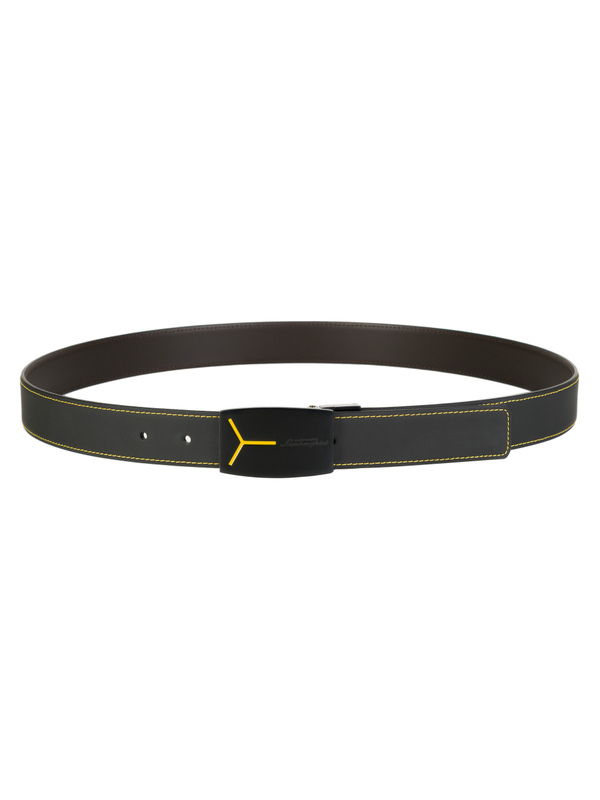 Yellow Y solid buckle leather belt - Lamborghini Store