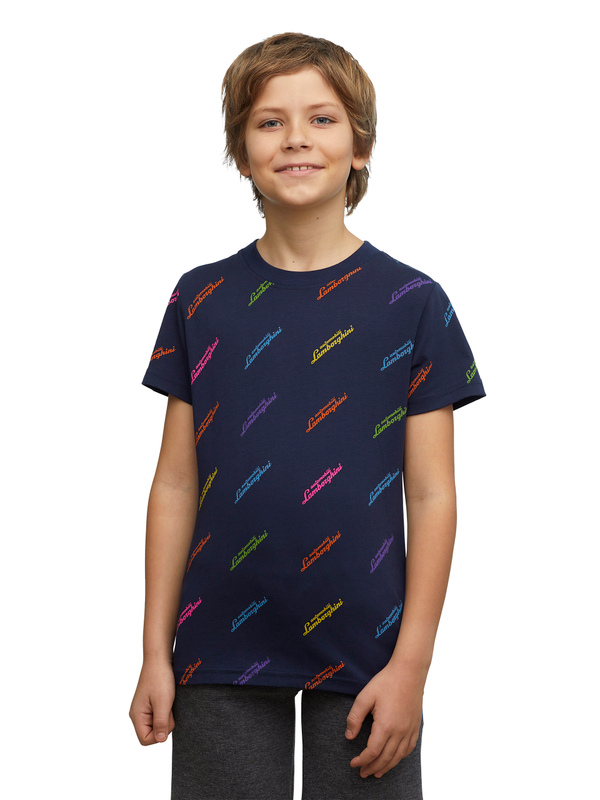 Allover Logoscript T-shirt|95% cotton, 5% elastane| - Lamborghini Store